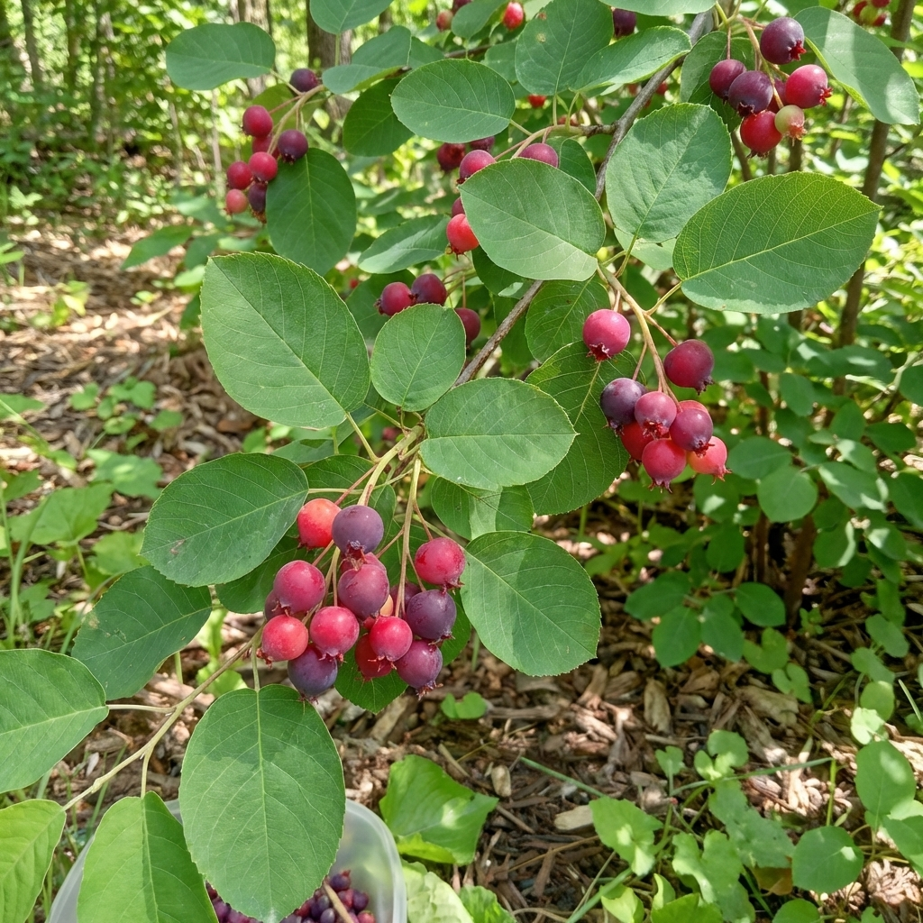 amelanchier tree edible berries growing on branches
